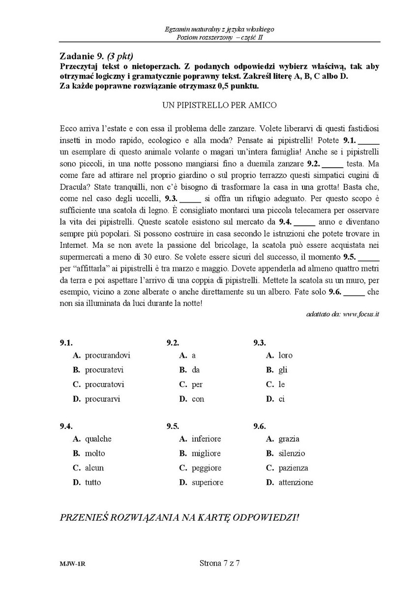 Stara matura 2016: Język włoski rozszerzenie [ARKUSZ CKE]