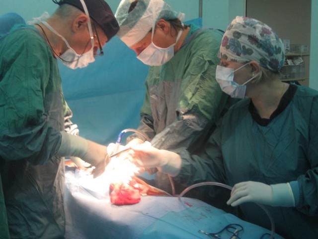 Do szpitala w Gorzowie przyjechał zespół transplantacyjny ze Szczecina. Serce, wątrobę i nerki pobierali: doc. Tadeusz Sulikowski (z lewej) i dr Maciej Romanowski.
