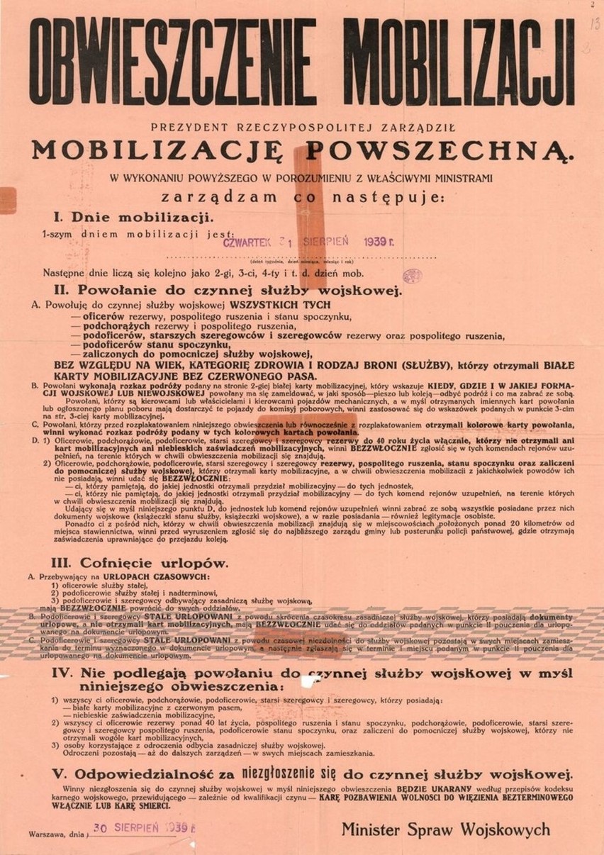 Obwieszczenie o mobilizacji