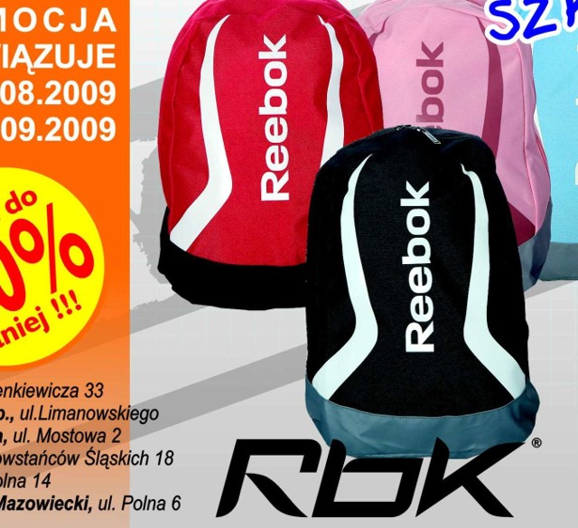 Atrakcyjna oferta pierwszego dnia funkcjonowania nowego outletu - tanie plecaki Reeboka