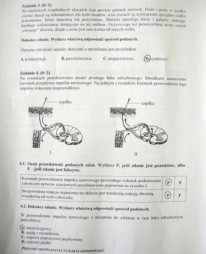 Egzamin gimnazjalny 2016 z przyrody - ODPOWIEDZI, ARKUSZ