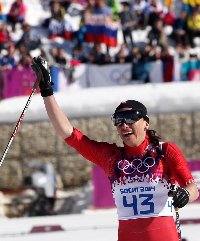 Justyna Kowalczyk na mecie biegu na 10 km