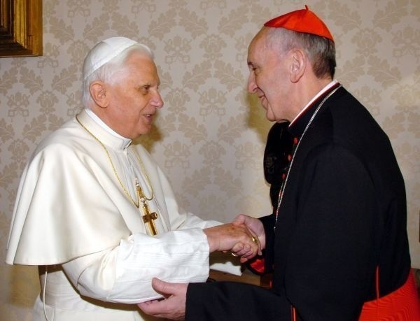 Jorge Mario Bergoglio z papieżem Benedyktem XVI