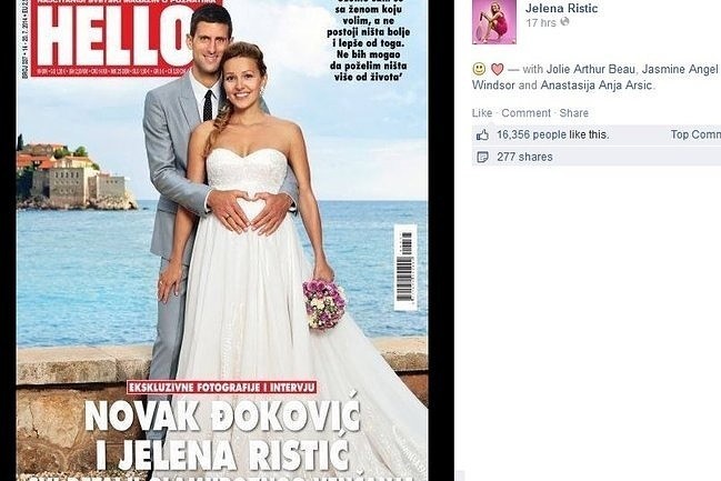 Novak Djoković i Jelena Ristić (fot. screen z Facebook.com)