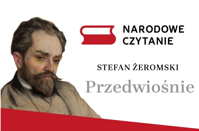 Fragment plakatu zachęcającego do przyłączenia się do czytania i słuchania „Przedwiośnia” Stefana Żeromskiego