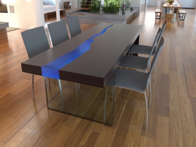 Drewniany stół do jadalni Kasparo to ciekawe połączenie techniki, designu oraz naturalnych materiałów.