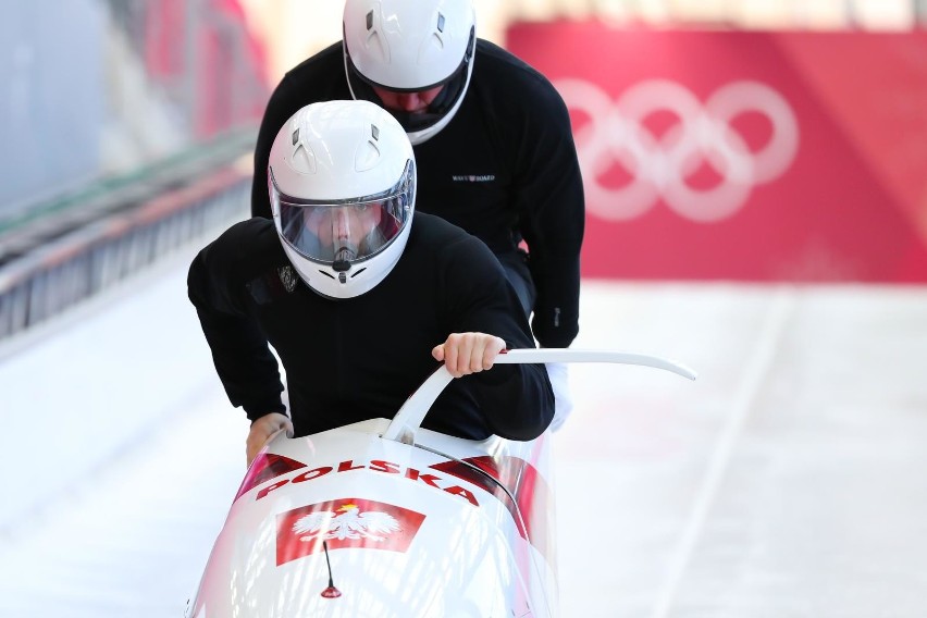 Mateusz Luty i Krzysztof Tylkowski na torze bobslejowym w...