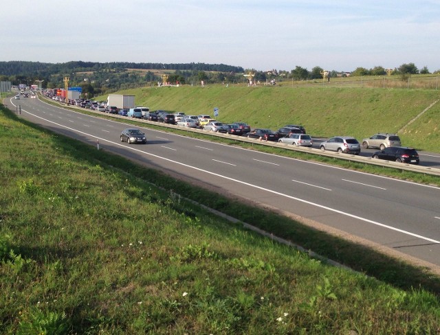 Korek na obwodnicy Krakowa na wysokości lotniska w Balicach