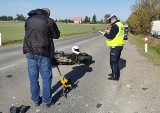 Maków Mazowiecki. Zderzenie busa z motocyklistką, 7.10.2021. Zdjęcia