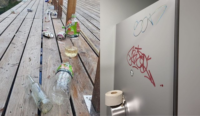 Śmieci i graffiti na Zakrzówku