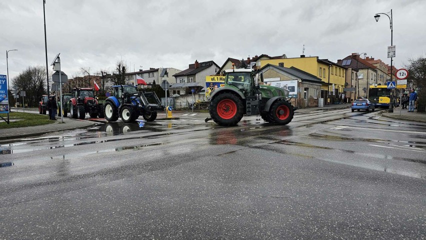 Protest rolników na ulicach Pińczowa w środę, 24 stycznia.