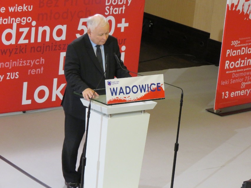 Wybory parlamentarne 2019. Jarosław Kaczyński w Wadowicach. Protest Mateusza Klinowskiego. Video, Zdjęcia