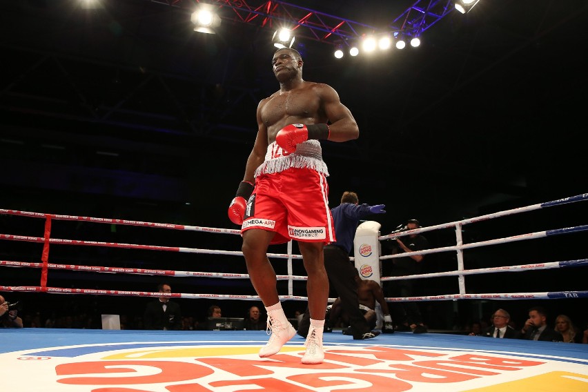 Izu ugonoh (red) fights ibrahim labaran  (black) in bout one...