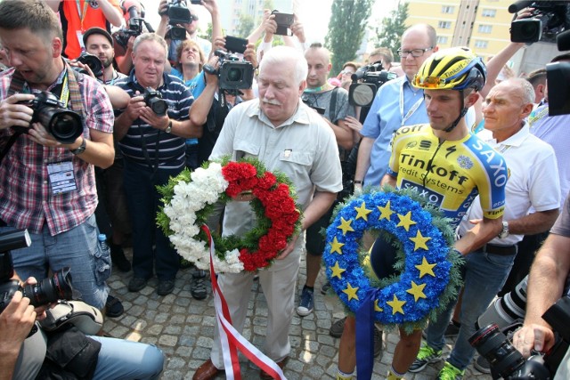 2014 - z Lechem Wałęsą przed startem Tour de Pologne pod stocznią w Gdańsku