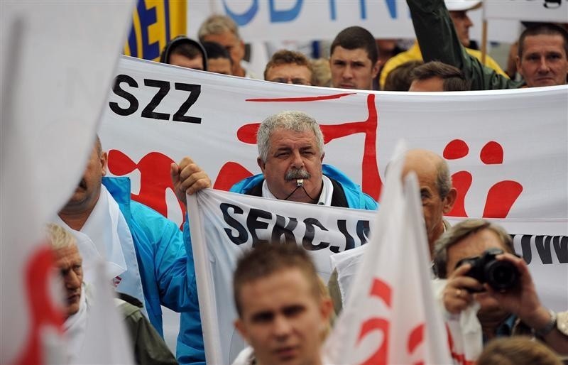 Manifestacja związkowców w Szczecinie