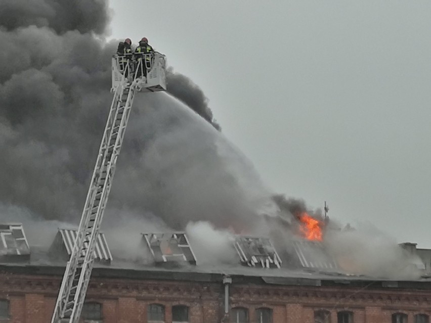Pożar budynku produkcyjno-biurowego przy ulicy Łąkowej w Łodzi [ZDJĘCIA]