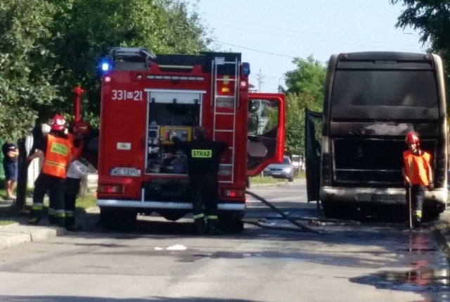 Pożar autobusu przy ulicy Komunalnej w Radomiu.
