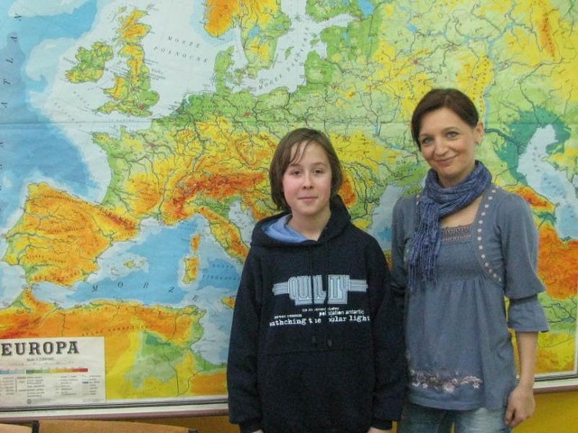 Kuba Korczakowski ze swoją nauczycielką Martą Abramczyk