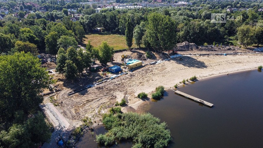 Jak idzie przebudowa kąpieliska w Dąbiu? Zobacz zdjęcia!