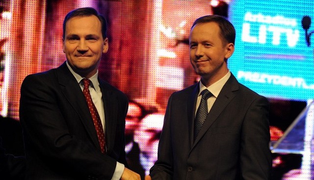 Minister obrony Radosław Sikorski gościł dziś na konwencji wyborczej PO.