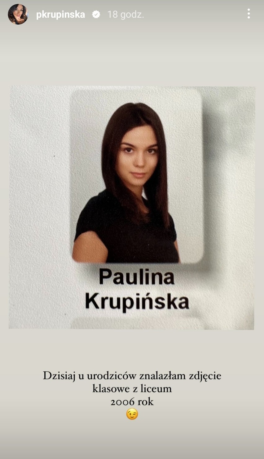 Paulina Krupińska pochwaliła się, jak wyglądała w liceum.