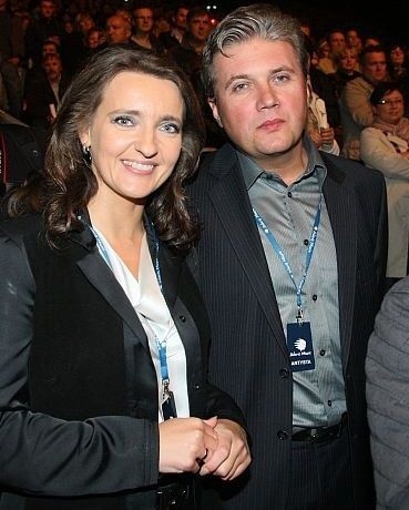 Marzena Okła-Drewnowicz z mężem.