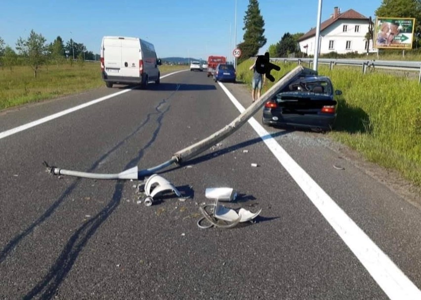 Wypadek w Głogoczowie na zjeździe z zakopianki