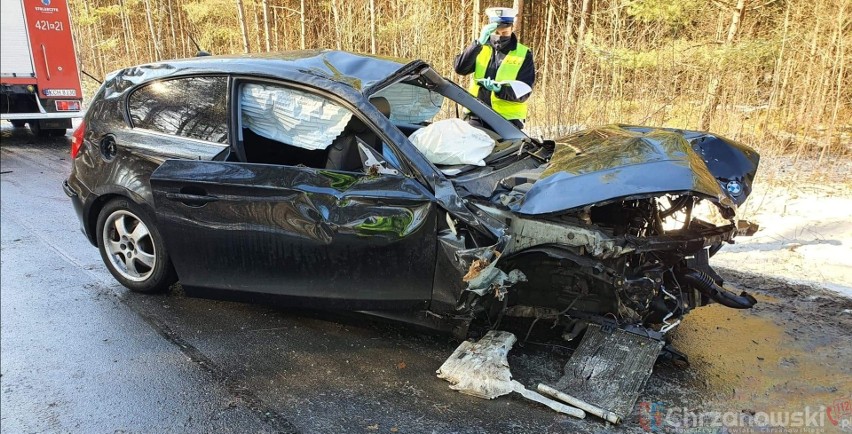 Wypadek bmw na ul. Jaworowej w Libiążu