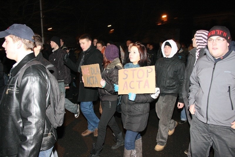 Protest przeciwko ACTA w Koszalinie.