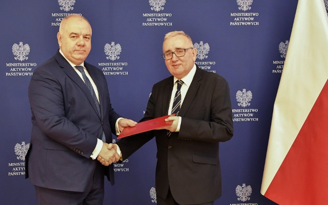 Piotr Pyzik nowym wiceministrem odpowiedzialnym za górnictwo. Na zdjęciu z Jackiem Sasinem, wiceprezesem Rady Ministrów