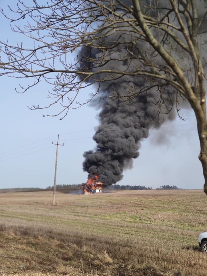 Pożar maszyny rolniczej