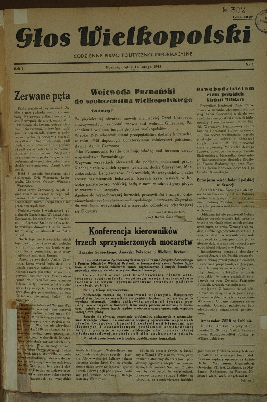 Głos Wielkopolski z 16 lutego 1945 roku