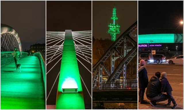 Kraków. Miejskie obiekty zaświeciły się na zielono w Dniu Świętego Patryka  [ZDJĘCIA] | Gazeta Krakowska