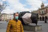 Rynek Główny w Krakowie. Eros Igora Mitoraja w masce [ZDJĘCIA]