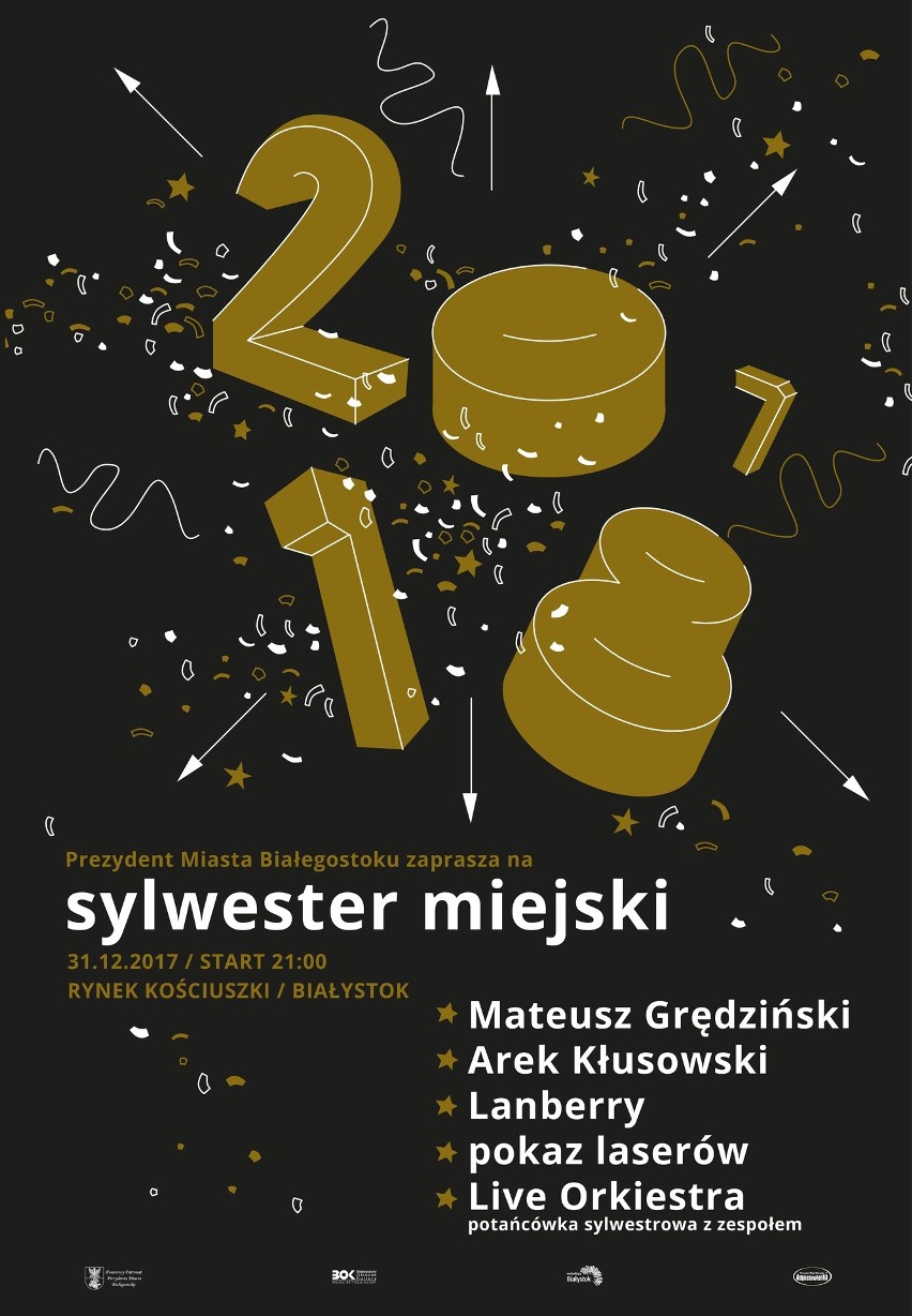 Sylwester 2017 / 2018 w Białymstoku na Rynku Kościuszki