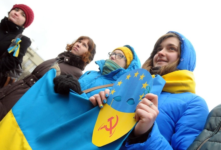 Manifestacja młodych Ukraińców w Lublinie