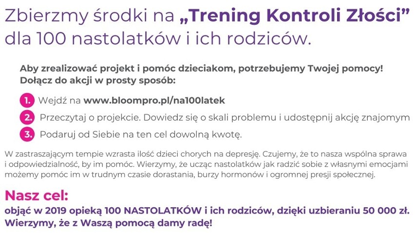 Podaruj wsparcie na „Trening Kontroli Złości” dla nastolatków!