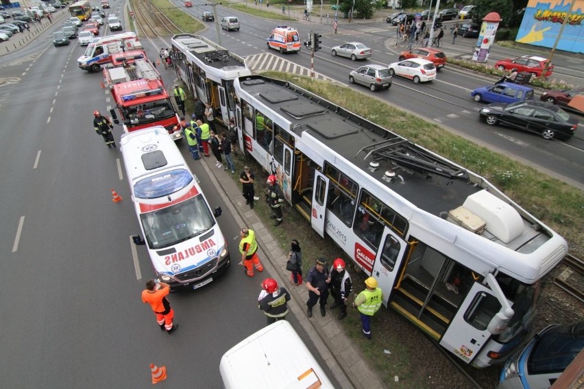 20 rannych w zderzeniu tramwajów na Legnickiej. 12 osób trafiło do szpitala (ZDJĘCIA, FILM)