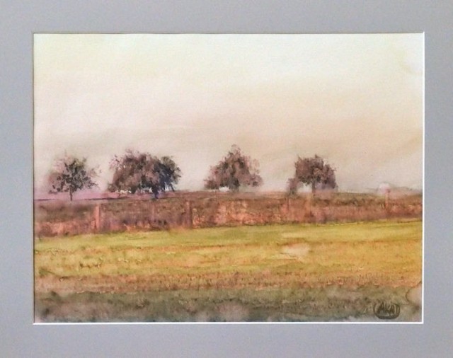 Jeden z obrazów wystawianych na aukcji: Adam Ślefarski, Dzikie Jabłonie