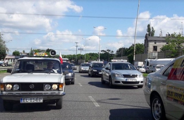 Protest taksówkarzy w Łodzi