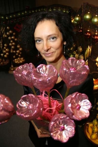 Kolejny autorski pomysł Lucyny Gozdek - szklane kwiaty.