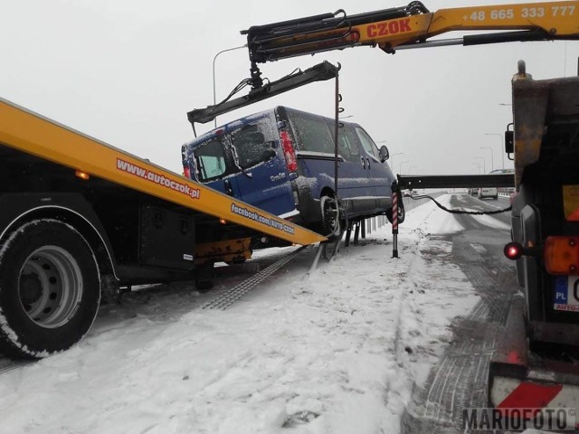 Samochód renault na barierze oddzielającej pasy ruchu. Do niecodziennego zdarzenia doszło w czwartek rano na obwodnicy Czarnowąsów. Jak relacjonował policjantom kierowca, samochód wpadł w poślizg. Kierującemu nic się nie stało, został ukarany mandatem. Na miejsce został wezwany dźwig, który usunął samochód z bariery, a pojazd został odwieziony na lawecie.