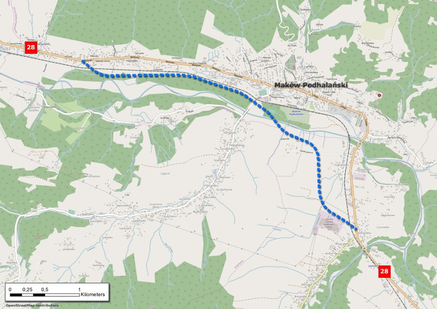 DK 28. Cztery firmy chętne na zaprojektowanie obwodnicy Makowa Podhalańskiego