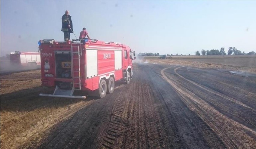 Pożar na polu. Ogień objął aż 9 hektarów zbóż i słomy [zdjęcia]