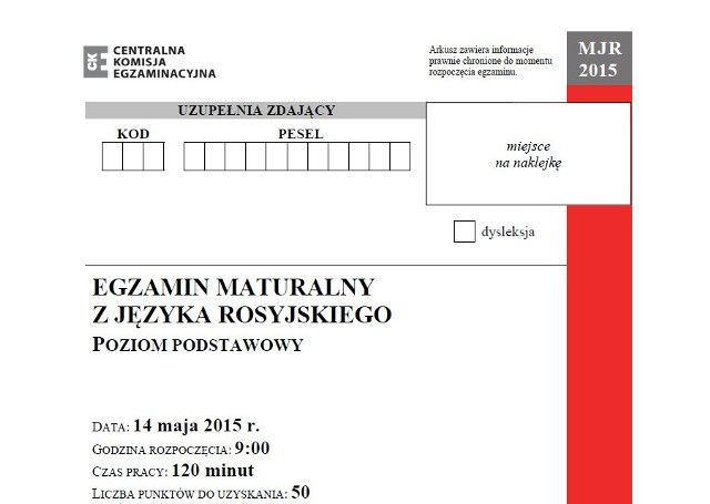 Matura 2015 Rosyjski odpowiedzi - matura z rosyjskiego poziom podstawowy - arkusz CKE