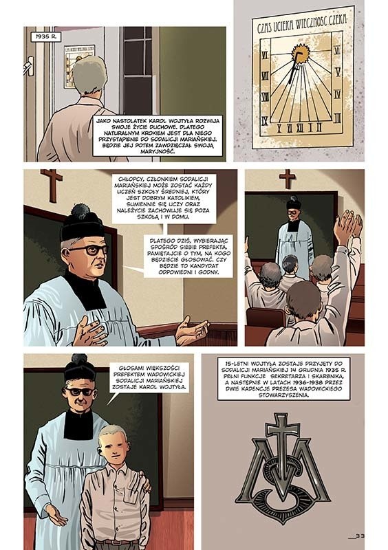 Wybrane strony komiksu o Janie Pawel II