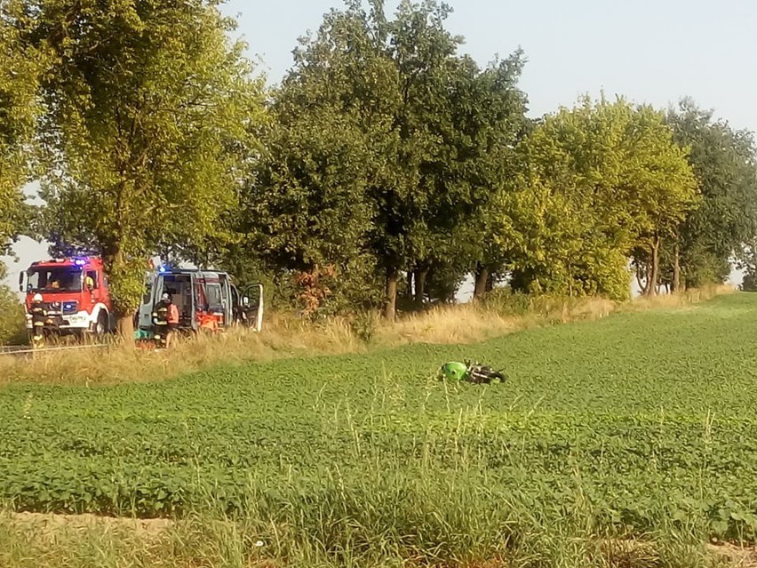 Koszmarny wypadek motocyklisty w Syryni - na miejscu śmigłowiec LPR ZDJĘCIA