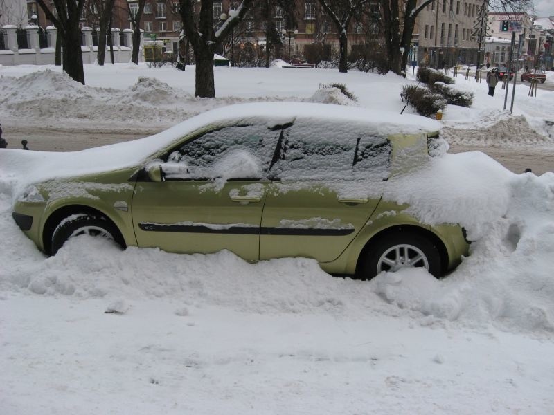 Renault przykryte śniegiem