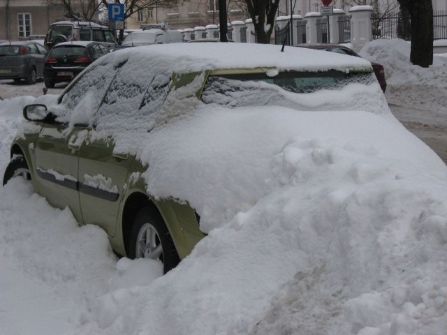 Renault przykryte śniegiem