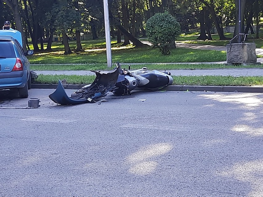 Wypadek motocyklisty na ulicy Kościuszki w Zawierciu